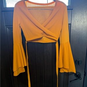 Orange Bell Sleeve Crop Top